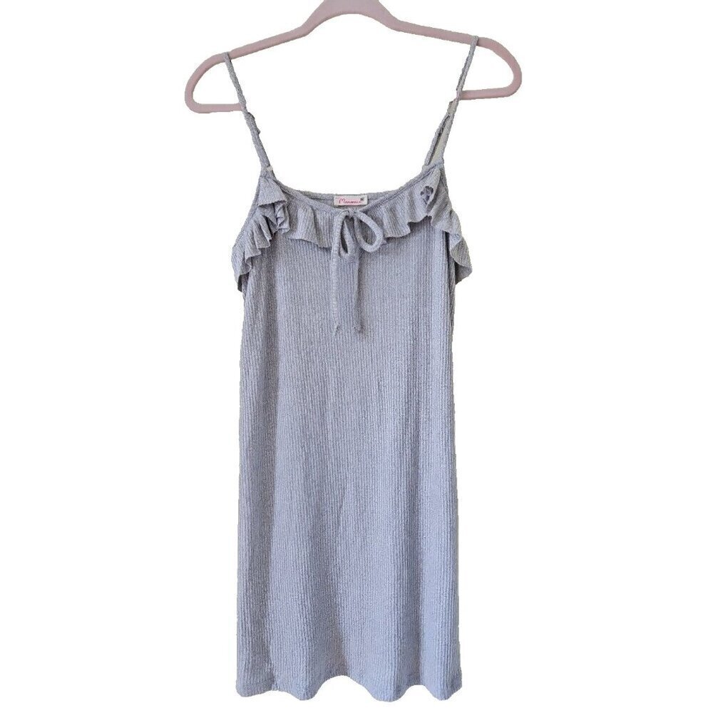 Anthropologie Maronie  Sundress Womens M Gray Ruffled Top Spaghetti Straps Short